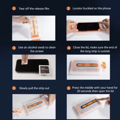 Kính cường lực Wiwu tự lấy bụi Dành Cho Iphone Có Màng Che Loa, Chống Vân Tay, Chống Dầu - Hàng Chính Hãng