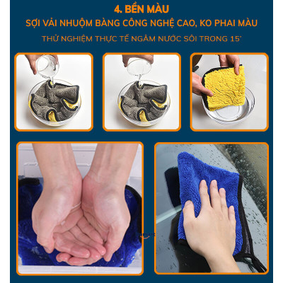 Khăn Lau Ô Tô Đa Năng Chuyên Dụng Microfiber 30x40 CM Bông Dày Siêu Thấm Không Bụi Vải