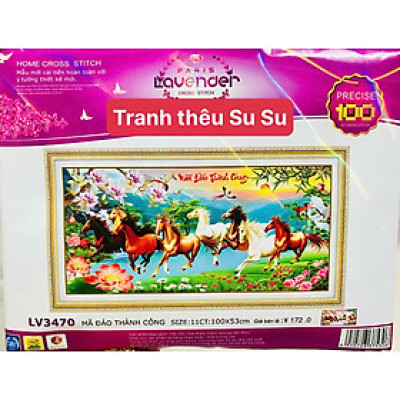 Tranh thêu chữ thập Mã đáo thành công LV3470, kích thước 100 x 53 cm