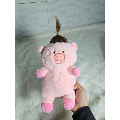 Thú nhồi bông heo tóc xù đáng yêu - Size 25cm - Quà tặng gấu bông hồng có tóc tạo kiểu mềm mịn.