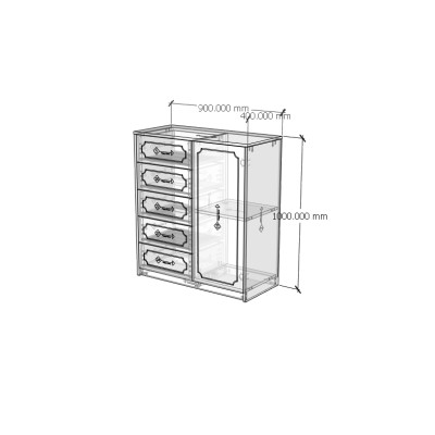 [Happy Home Furniture] NERIS, Tủ lưu trữ 5 ngăn kéo - 1 cánh mở , 90cm x 40cm x 100cm ( DxRxC), THK_148