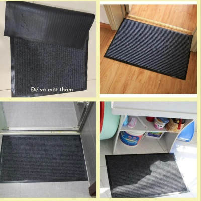 Thảm chùi chân Cao Cấp đế chống trượt dạng sọc Stripmate Màu Xám đen / Xám đỏ nhiều size