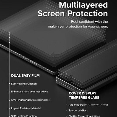 Bộ dán màn hình cho Samsung Galaxy Z Fold 6 RINGKE 3-in-1 Protector, dán màn hình ngoài, màn hình trong, dán viền_ Hàng chính hãng