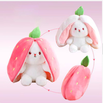 Thú nhồi bông thỏ cà rốt dâu tây 2 trong 1 - Size từ 18 đến 35cm - Quà tặng gấu bông thỏ siêu dễ thương - Gối ôm mềm mịn cho bé