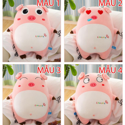 Gấu Bông Heo Hồng Love Pig, Lợn Love Pig Siêu Ngố Đáng Yêu (30cm---->45cm) Gối Ôm Heo Love Pig Siêu Mềm Mịn, Êm Ái Hàng Cao Cấp