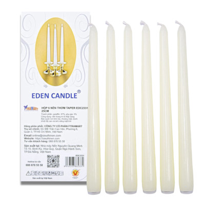 Hộp 6 Nến Thơm Taper Eden Candle FTRAMART EDC2331 (25cm) - Kem
