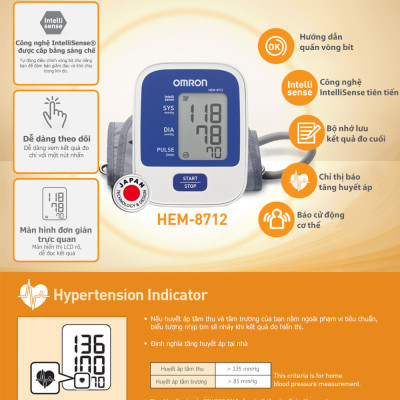 Máy Đo Huyết Áp OMRON HEM-8712 - Công Nghệ IntelliSense