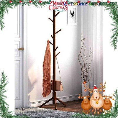 Cây treo quần áo 3 chân 8 nhánh treo bằng gỗ cao su