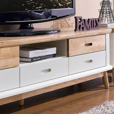 Tủ TV 5 Ngăn Kéo Vivid Gỗ Tự Nhiên Ibie LV5KVIVR - Trắng (160 x 42 cm)