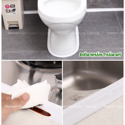 Băng Keo PVC Dán Viền Bếp Chống Dầu Mỡ Bản 3.8cm Băng Dính Dán Mép Tường Chống Ẩm Mốc