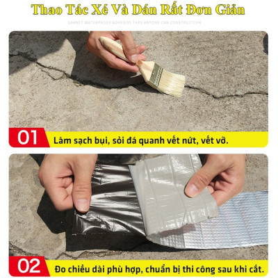 combo 2 cuộn Băng keo chống thấm, chống dột cao cấp Bosui Nhật Bản siêu dính đa năng khổ 20cm x 5m