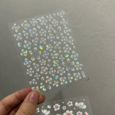 Sticker 5D Hình Cánh Hoa Phản Quang 4846 Bông Hoa Cực Quang Hồng M2297 Dán Móng Làm Nail Siêu Xinh, Hình Dán Móng Hoa Nổi Tự Dính Tiện Lợi