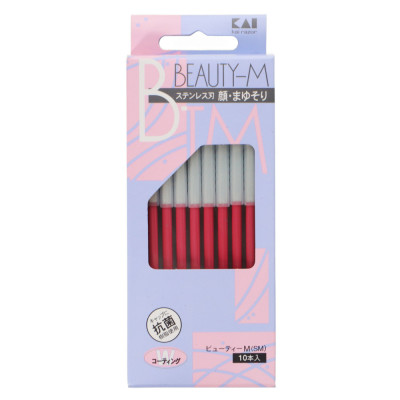 Dao Cạo Lông Mày Cán Dài Bằng Thép Không Gỉ Kai Razor 00743 BTM-10H1 Dành Cho Nữ (Set 10 Cây)