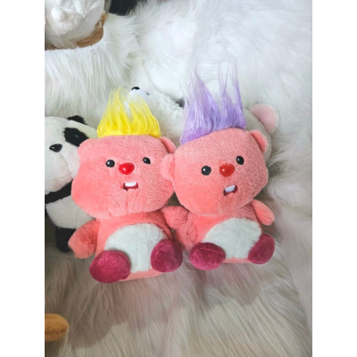 Thú nhồi bông Loopy có tóc màu sắc đáng yêu - Size 20cm - Quà tặng gấu bông hải ly hồng có tóc xù mềm mịn.