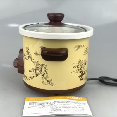 Nồi Kho Cá Thịt 2.5L,Nồi Nấu Chậm,Nồi Nấu Cháo ,Nồi Chưng Yến,Nồi Tiềm 2.5L Fujika KC25 Màu Vàng Họa Tiết-Hàng chính hãng