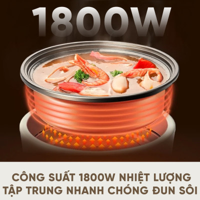 Nồi lẩu điện đa năng Kalpen 5L công suất 1800W, khay lẩu tháo rời, bảo hành 24 tháng - Hàng chính hãng