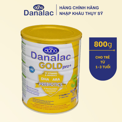 Sữa Danalac Gold Pro+Số 3 Cho Bé 1-3 Tuổi Hộp 800g Nhập Khẩu Thụy Sỹ