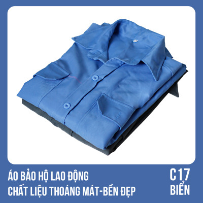 Áo bảo hộ lao động, chất liệu thoáng mát, bền đẹp - Mã C17 (BIỂN)