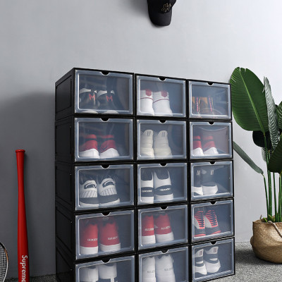 COMBO 3 HỘP ĐỰNG GIÀY NHỰA CỨNG CAO CẤP -NẮP TRONG SUỐT TÍCH HỢP NAM CHÂM HÍT-MÀU ĐEN