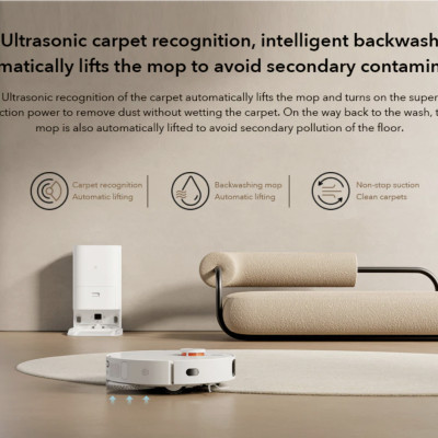 Robot Hút Bụi Lau Nhà Xiaomi Mijia Omni 1S - Tự Động Đổ Rác Giặt Giẻ Lau Sấy Khô Bằng Khí Nóng Camera AI Thông Minh - Hàng Nhập Khẩu