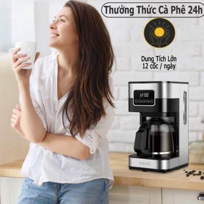 Máy pha cà phê tự động cao cấp Shardor CM1429TA-GS công suất 900W, dung tích 1500ml-Hàng chính hãng