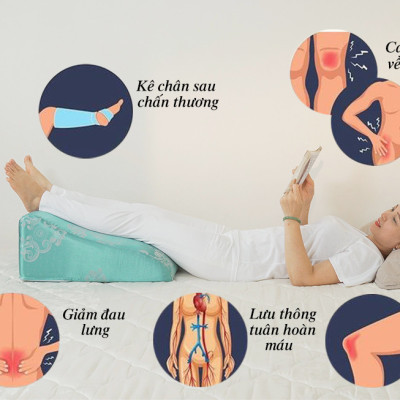 VỎ GỐI KÊ CHÂN CHỐNG GIÃN TĨNH MẠCH YOROKOBI 25CM- XANH THAN