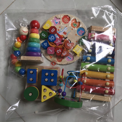 Combo 6 Món Đồ Chơi Gỗ Phát Triển Trí Tuệ Cho Bé - Chất Liệu Gỗ An Toàn - Đồ Chơi Gỗ HT SYS - Hàng Chính Hãng