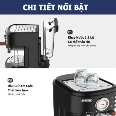 Máy pha cà phê Espresso chuyên nghiệp thương hiệu Mỹ HiBREW cao cấp H8A - Hàng Nhập Khẩu