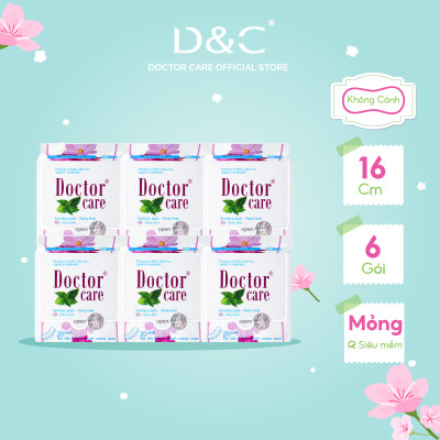 Combo 6 Băng vệ sinh hàng ngày thảo dược Doctor Care 16 cm siêu khô thoáng cả ngày dài