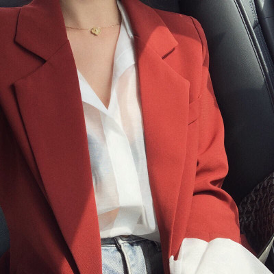 Áo khoác Blazer thời trang thiết kế đơn giản màu Đỏ gạch cao cấp cho nữ