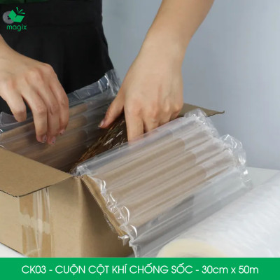 Cuộn cột khí chống sốc - 30cm x 50m - Xốp hơi, đệm hơi đóng gói hàng dễ vỡ - CK03