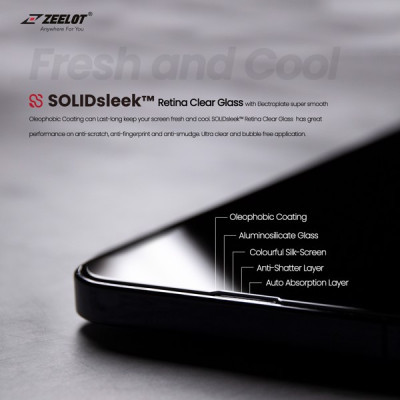 Cường lực ZEELOT Chống Vân Tay Full Màn dành cho iPhone 13Mini/13Pro/13ProMax - Hàng chính hãng