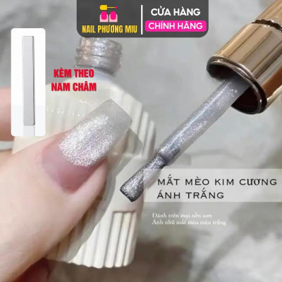Combo Sơn Gel Mắt Mèo Ánh Trăng Kim Cương Milan Tặng Kèm Nam Châm Vuông To Siêu Từ Tính Đẩy Mắt Mèo nails Siêu Sáng