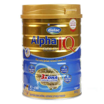 HỘP SỮA BỘT VINAMILK DIELAC ALPHA GOLD IQ 4 900G (CHO TRẺ TỪ 2- 6 TUỔI)
