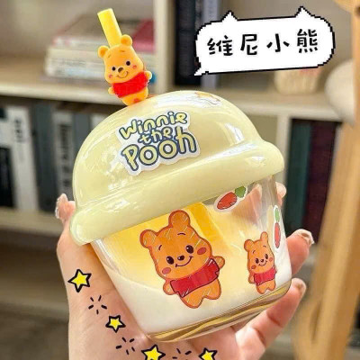 Cốc Thủy Tinh 210ml Cho Bé + Ống Hút + Sticker Tặng Kèm Tiện Dụng - HÀNG CHÍNH HÃNG MINIIN