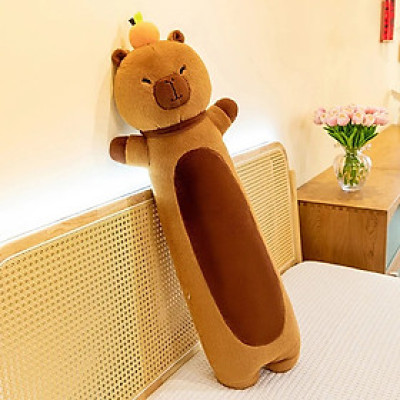 Thú nhồi bông capybara đứng đội quả cam đáng yêu - Size từ 70cm đến 1m1 - Quà tặng gấu bông chuột lang dáng dài êm mịn.