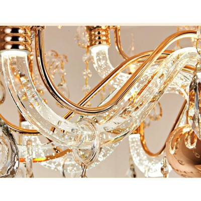 Đèn chùm STYLE 15 tay pha lê cao cấp phát sáng trang trí nội thất độc đáo - kèm bóng Led chuyên dụng (ảnh chụp thật)