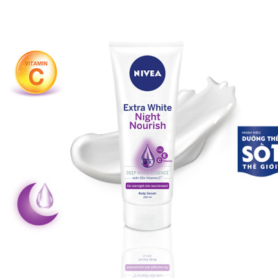 Serum Dưỡng Thể NIVEA Sáng Da Ban Đêm (180 ml) - 88367 (Bao bì thay đổi theo từng đợt nhập hàng)