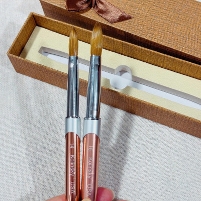 Cọ Đắp Bột Lông Chồn Cao Cấp KOLINSKY USA Màu Nâu Vàng Số 14, 16 (Kèm Hộp) Làm Nail Chuyên Dụng Tạo Hình Móng Bột, Đầu Cọ Mềm Ngậm Nước Tốt