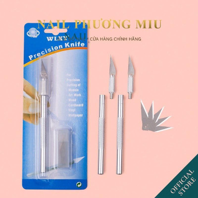Dao Cắt Bột Nail Inox Không Gỉ, Siêu Bền, Tạo Form Móng Chuyên Nghiệp, Tặng Kèm 5 Lưỡi Dao Thay Thế Nail Phương Miu