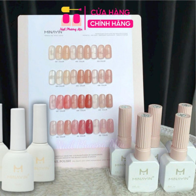 Sơn Thạch Minayin 12 Màu Tông Hồng Nâu Tặng Bảng Màu Cao Cấp Làm Nail, set Sơn Gel Sánh Đặc Mịn Mướt 15ml, Bám Màu Lâu Nữ Sơn Gel Women