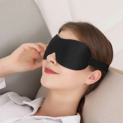 Bịt Che Mắt Ngủ 3D Kèm Bịt Tai Văn Phòng, Trên Xe Ô tô, Máy Bay, Thoáng Khí, Mềm Mại Cho Giấc Ngủ Ngon, Mặt Nạ Ngủ. Du Lịch Dã Ngoại Phượt Thiền MÀU ĐEN