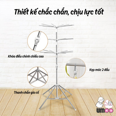 Giá phơi đồ Inox đứng 56 móc kẹp chính hãng Pier