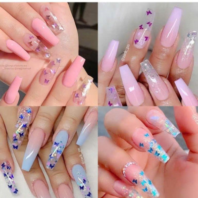 Set Kim Tuyến 12 Màu Lá Phong Bướm Sequin Làm Nail Siêu Lấp Lánh, Lá Thông Siêu Mỏng Dễ Đắp, Tạo Móng Sinh Động