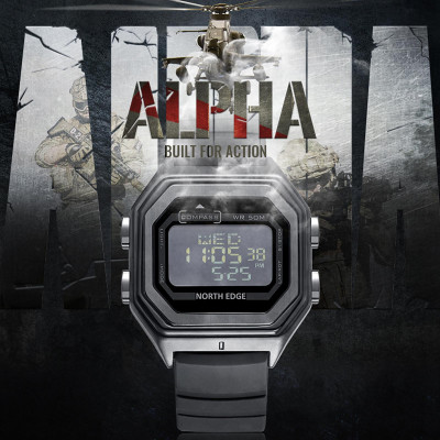 Đồng Hồ Kỹ Thuật Số 50M Nam North Edge Kim Loại La Bàn Giờ Thế Giới Có Bấm Giờ Chống Nước