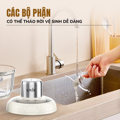 Máy xay thịt UNIE UM366, công suất 400W, 2 cối thủy tinh tiện lợi, động cơ đồng cao cấp; xay thịt, đánh ruốc, bóc tỏi tiện lợi; hàng chính hãng bảo hành 12 tháng