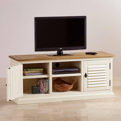 Tủ TV 2 Cánh Shutter Gỗ Sồi Ibie LV2SHUO - Trắng (140 x 42 cm)