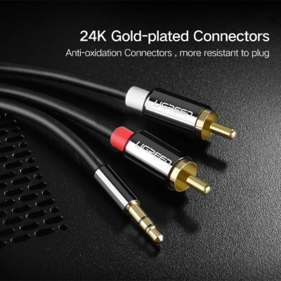 Ugreen UG10590AV116TK 3M màu Đen Cáp âm thanh 2 đầu Bông sen sang 3.5mm Dương mạ vàng - HÀNG CHÍNH HÃNG