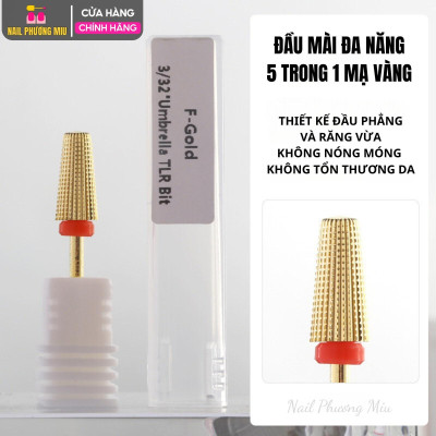 Đầu Mài Đa Năng 5 trong 1 Thép Vonfram F-Gold Mạ Vàng, Dùng Cho Phá Gel Phá Bột Mài Móng Đầu Mài 5in1 Chuyên Làm Nail