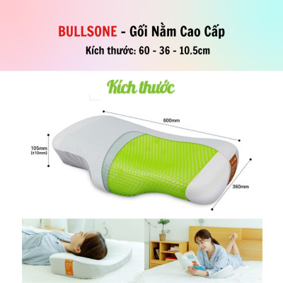Gối đầu cao cấp Bullsone Hàn Quốc HQGD04 chất liệu Aircell Vetagel - Hàng Chính Hãng